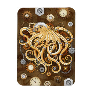 Imán Pulpo Steampunk Retro Fantasía Mecánica