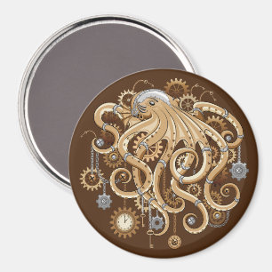 Imán Pulpo Steampunk Retro Fantasía Mecánica