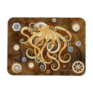 Imán Pulpo Steampunk Retro Fantasía Mecánica