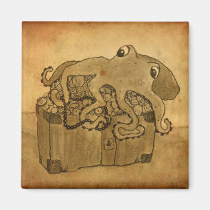 Imán Pulpo y cofre del tesoro