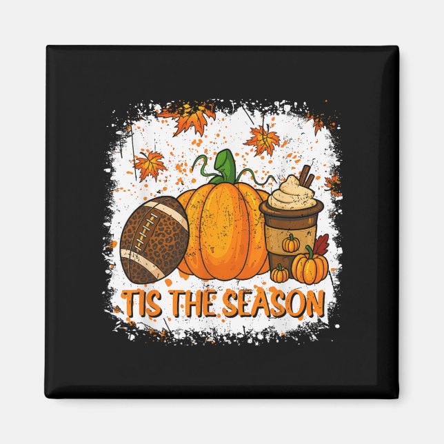 Imán Pumpkin Sce Football Tis The Season Fall Thanksgiv (Frente)