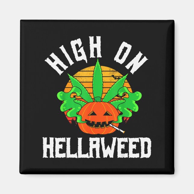Imán Pumpkin Smoking Weed Costume Retro Funny Halloween (Frente)