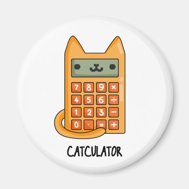 Imán Pun calculador divertido de Cat-culator (Frente)