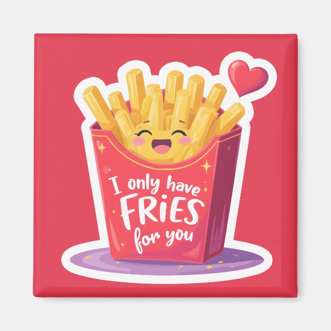 Imán Pun de patatas fritas francesas para San Valentín (Frente)