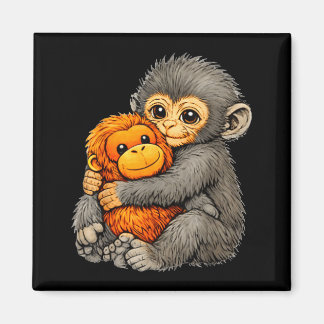 Imán Punch monkey funny cute baby animal hugging plush 
