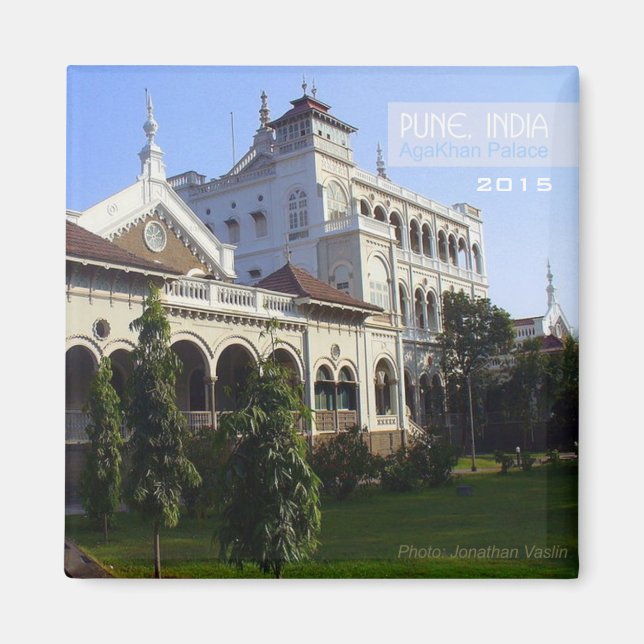 Imán Pune India AgaKhan Palace Magnet Change Year (Frente)