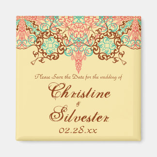 Imán Puninted Intricate Arabesque, cuadrado guardar la 