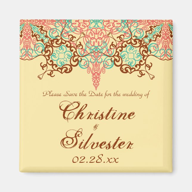 Imán Puninted Intricate Arabesque, cuadrado guardar la  (Frente)