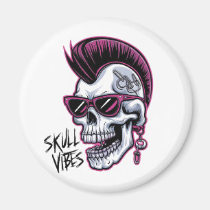 Imán Punk Calavera Vibes. Guay Skull con gafas de sol D