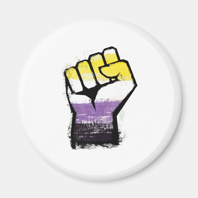 Imán Puño de Orgullo No Binario de Protesta (Frente)