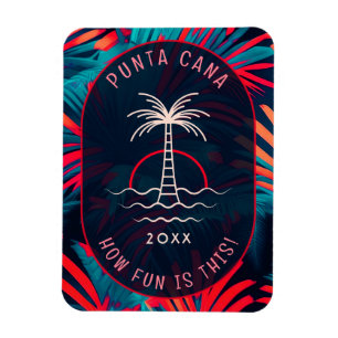 Imán Punta Cana Beach fiesta Palm tree hoja al atardece