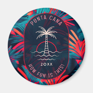 Imán Punta Cana Beach fiesta Palm tree hoja al atardece