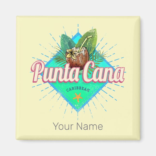 Imán Punta Cana Caribe República Dominicana Retro (Frente)