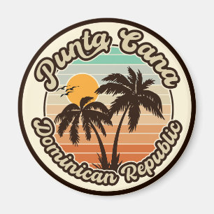 Imán Punta Cana Dominicana Palm Tree Retro Sunset 80