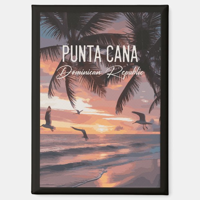 Imán Punta Cana DR Retro Seagull Souvenir tropical (Anverso)