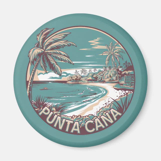 Imán Punta Cana Insignia de Arte de Viaje de República  (Frente)