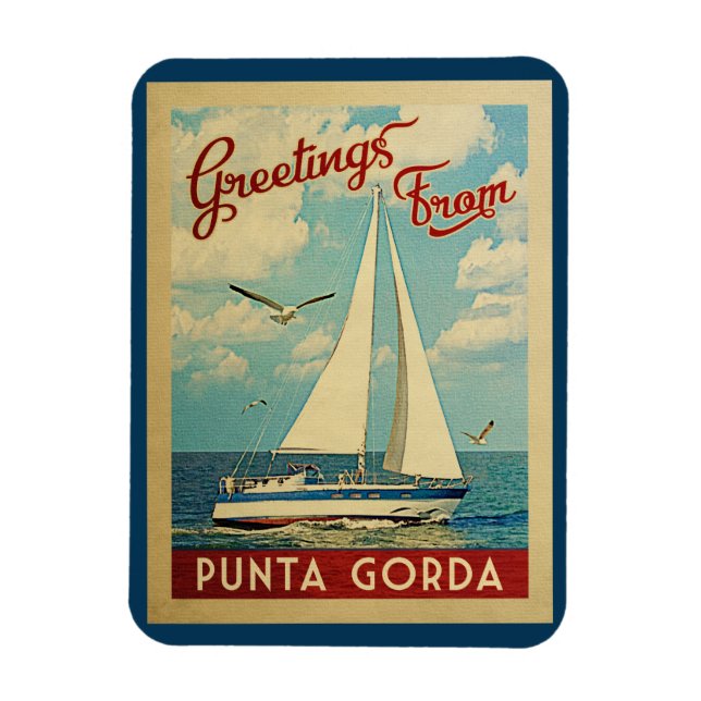 Imán Punta Gorda Vintage Travel Florida (Vertical)