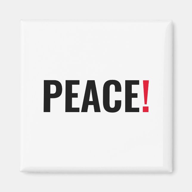 Imán Punto de exclamación por la paz blanco rojo negro  (Frente)