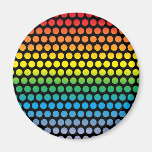Imán Punto de polka del arco iris negro