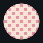 Imán Punto de polka rosa sobre crema<br><div class="desc">Punto de polka rosa sobre crema</div>