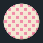 Imán Punto de polka rosa sobre crema<br><div class="desc">Punto de polka rosa sobre crema</div>