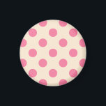 Imán Punto de polka rosa sobre crema<br><div class="desc">Punto de polka rosa sobre crema</div>