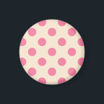 Imán Punto de polka rosa sobre crema<br><div class="desc">Punto de polka rosa sobre crema</div>