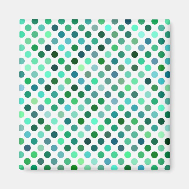 Imán Punto de polka verde y azul (Frente)
