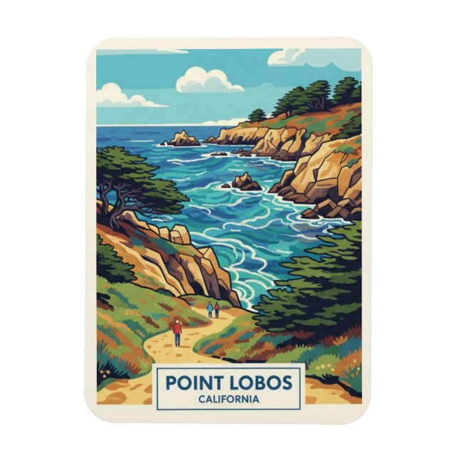 Imán Punto Lobos Viajes California (Vertical)