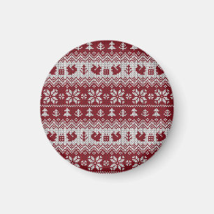 Imán Punto, Navidades, ardillas, patrón vintage.