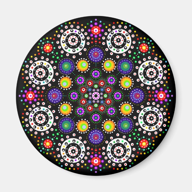 Imán Punto psicodélico Mandala (Frente)