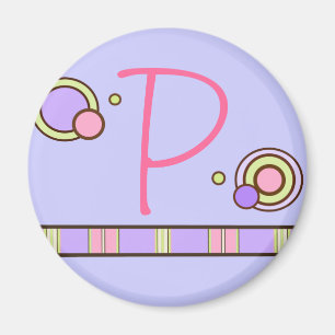 Imán Punto y franjas Monogramado Magnet - morado