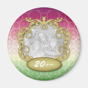 Imán Puntos amarillos verdes rojos del primer navidad