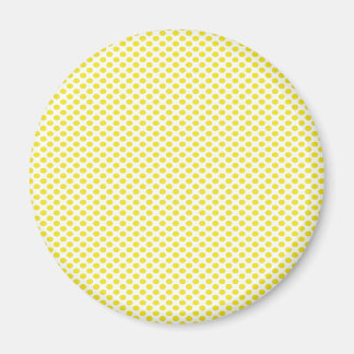 Imán Puntos de polka amarilla en blanco