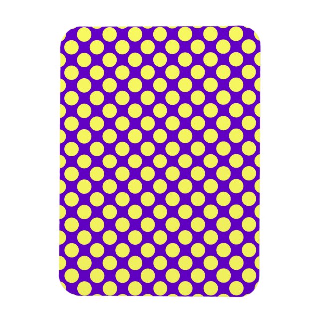 Imán Puntos de Polka Amarillo con fondo morado STaylor (Vertical)
