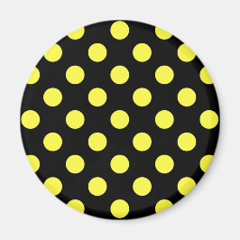 Imán Puntos de polka amarillos sobre fondo negro