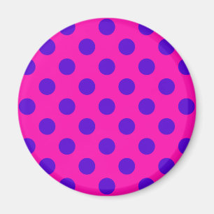 Imán Puntos de polka azul en fuchsia