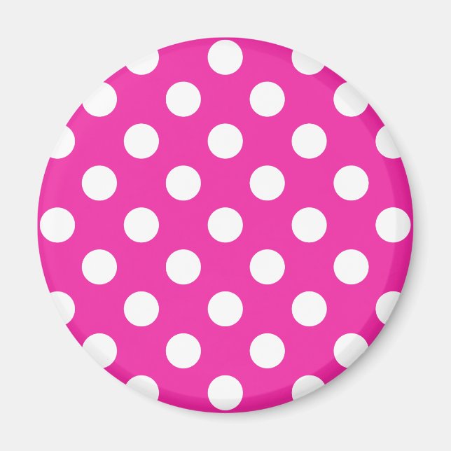 Imán Puntos de polka blanco en fuchsia (Frente)
