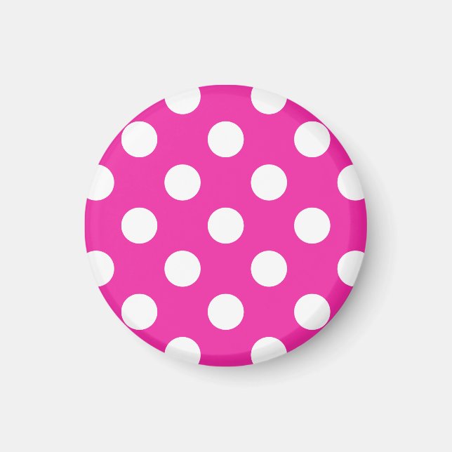 Imán Puntos de polka blanco en fuchsia (Frente)