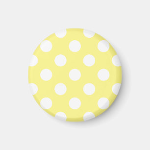 Imán Puntos de polka blanco sobre amarillo limón