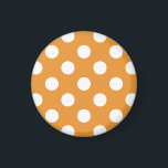 Imán Puntos de polka blanco sobre ámbar<br><div class="desc">Puntos de polka blanco sobre ámbar</div>