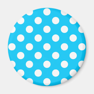 Imán Puntos de polka blanco sobre azul eléctrico