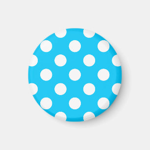 Imán Puntos de polka blanco sobre azul eléctrico