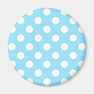 Imán Puntos de polka blanco sobre azul pálido