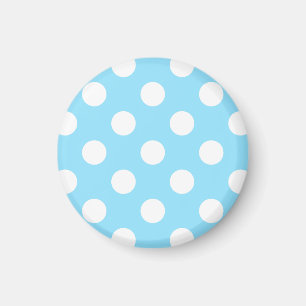 Imán Puntos de polka blanco sobre azul pálido