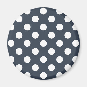 Imán Puntos de polka blanco sobre gris azul