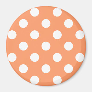 Imán Puntos de Polka blanco sobre Naranja de mandarina