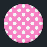 Imán Puntos de polka blanco sobre rosa<br><div class="desc">Puntos de polka blanco sobre rosa</div>
