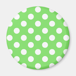 Imán Puntos de polka blanco sobre verde manzana