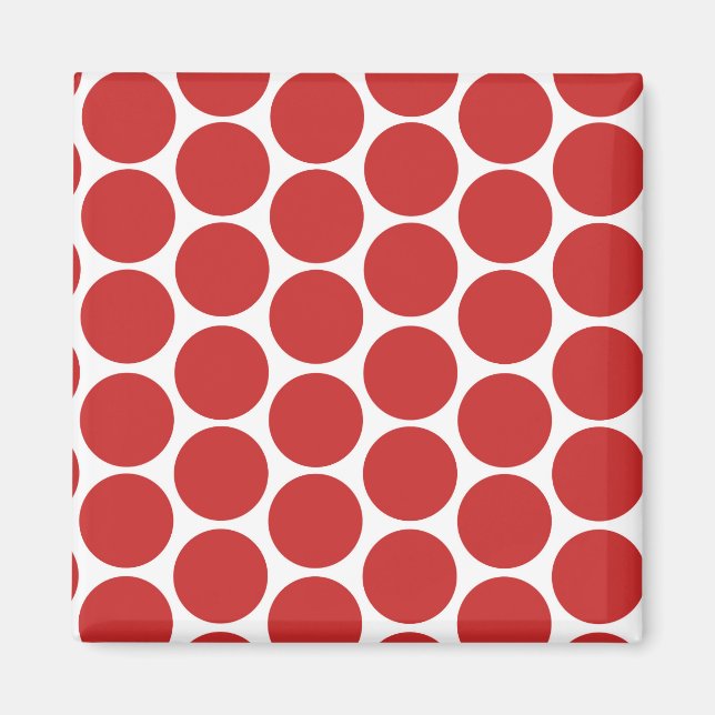 IMÁN PUNTOS DE POLKA BLANCOS Y ROJOS MODERNOS (Frente)
